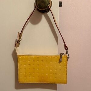 Arcadia Italian Leather Yellow Embossed Shoulder Handbag